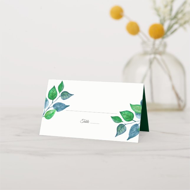 Carte De Placement Aquarelle moderne Painy Greenery Foliage Mariage (Devant)