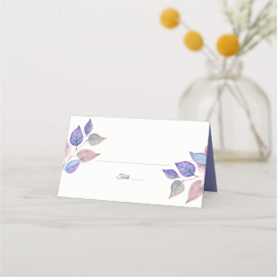 Carte De Placement Aquarelle moderne peint violet Mariage de feuillag