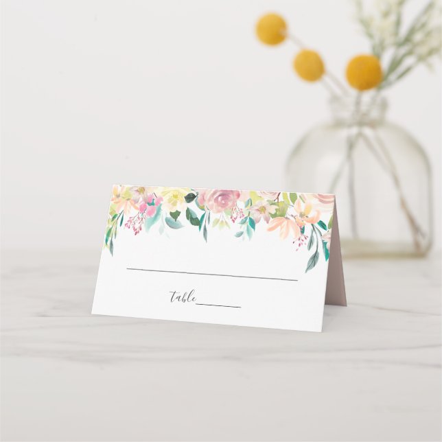 Carte De Placement Aquarelle Pastel Chic Spring Floral Mariage (Devant)