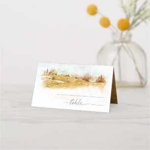Carte De Placement Aquarelle Paysage Mariage Automne Gold ID786