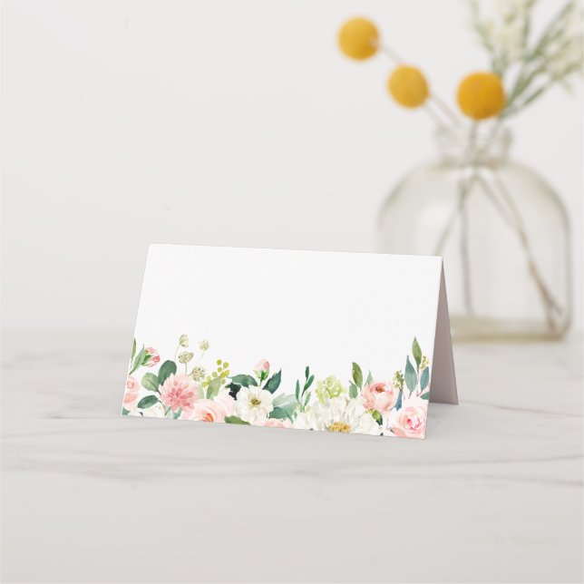 Carte De Placement Aquarelle Peach Rose Mariage Floral Garland (Devant)