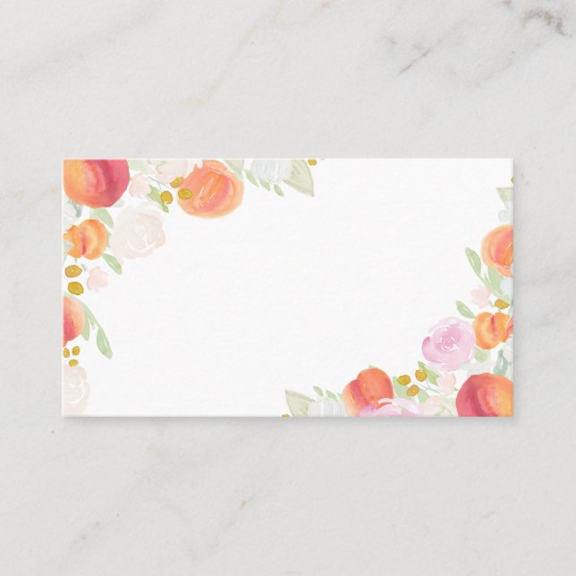 Carte De Placement Aquarelle Peaches et fleurs Plaque (Devant)