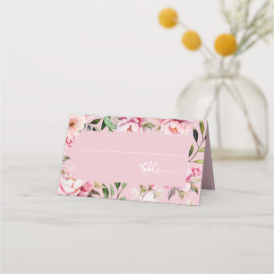 Carte De Placement Aquarelle Peony Magnolia Floral Mariage rose