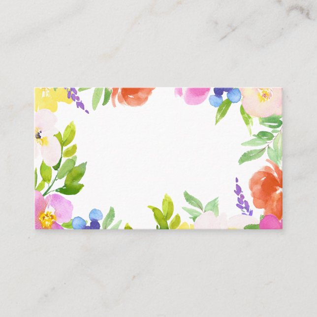 Carte De Placement Aquarelle Printemps fleurit Cadre Floral Personnal (Devant)