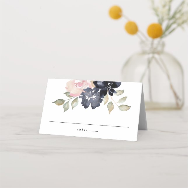 Carte De Placement Aquarelle romantique Marine Floral Mariage Escort (Devant)
