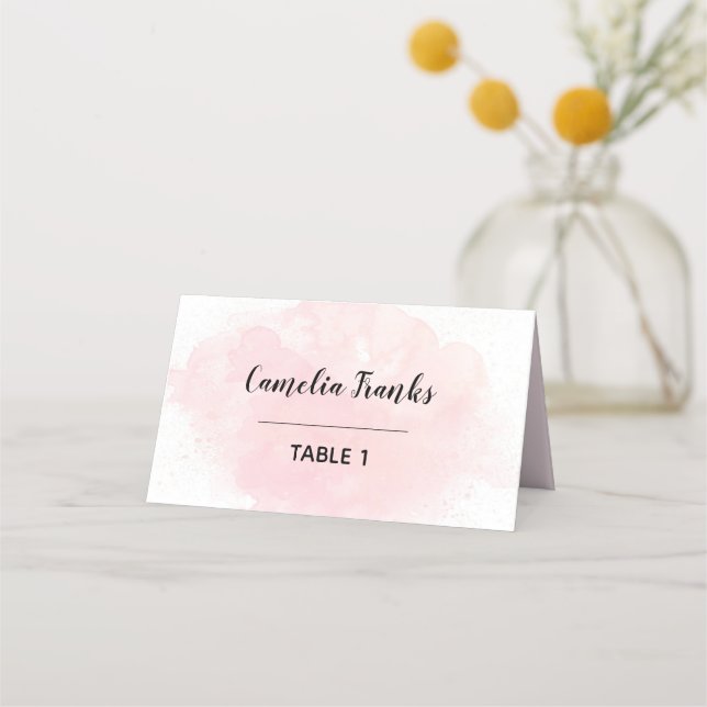 Carte De Placement Aquarelle rose (Devant)