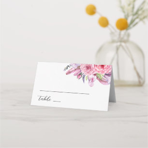 Carte De Placement Aquarelle rose boho plumes florales mariage