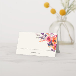 Carte De Placement Aquarelle rose brillant rose orange Mariage floral