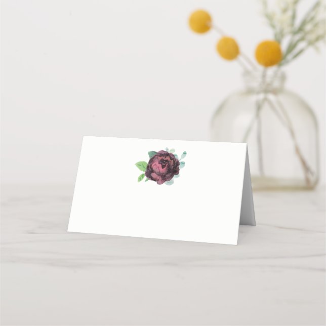 Carte De Placement Aquarelle Rose de Bourgogne Florale (Devant)