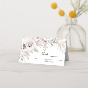 Carte De Placement Aquarelle rose douce Élégante table de Mariage flo