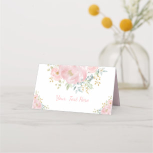 Carte De Placement Aquarelle rose douce Mariage de verdure