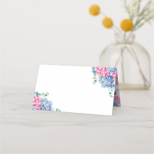 Carte De Placement Aquarelle rose et bleu Mariage Hydrangea