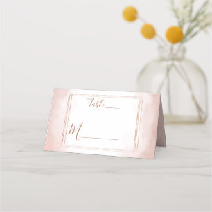 Carte De Placement Aquarelle rose pâle Rose Gold Frame Numéro de tabl