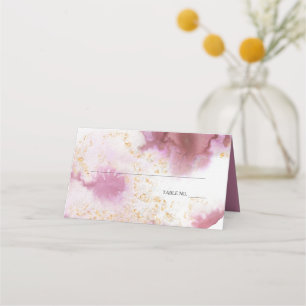 Carte De Placement Aquarelle Rose Quartz Gold Geode BarefootBride™