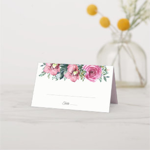 Carte De Placement Aquarelle rose Roses Orchidées Mariage floral