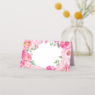 Carte De Placement Aquarelle rose vif pivoines Mariage floral