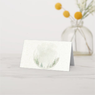Carte De Placement Aquarelle Rustique forêt de pins endroit