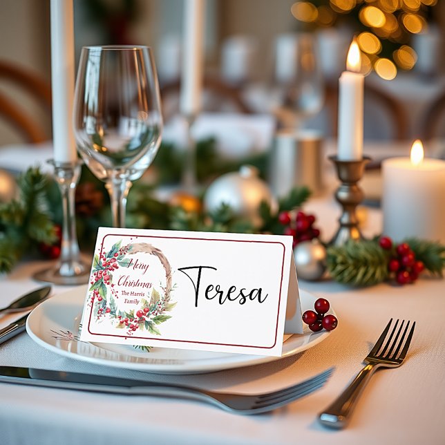 Carte De Placement Aquarelle sainte couronne personnalisée Noël (Créateur téléchargé)