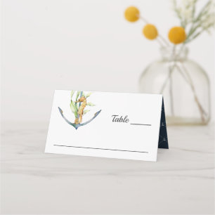 Carte De Placement Aquarelle Seahorse et Ancre Mariage nautique