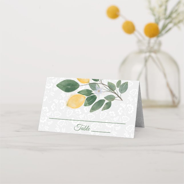 Carte De Placement Aquarelle Sicilienne Lemons Mariage (Devant)