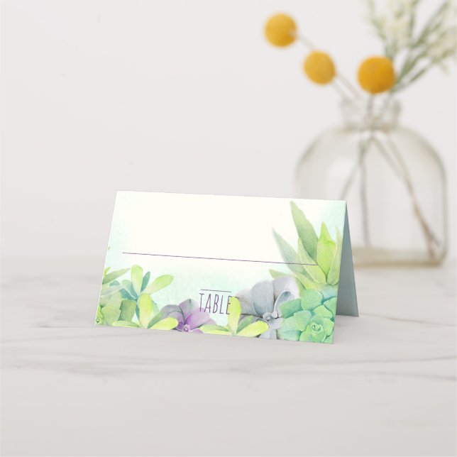Carte De Placement Aquarelle Succulente du jardin (Devant)