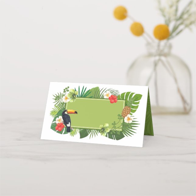 Carte De Placement Aquarelle Tropical avec Toucan Green ID577 (Devant)