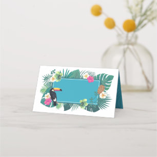 Carte De Placement Aquarelle Tropical avec Toucan Turquoise ID577