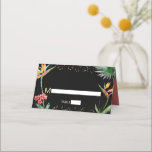 Carte De Placement Aquarelle tropicale Bat mitzvah d'or noir<br><div class="desc">Aucune fête Bat mitzvah n'est complète sans cartes de lieux personnalisées. Laissez votre Bat mitzvah préféré être fier, se réjouir et célébrer son jalon à sa fête parfaitement coordonnée. Élégant, étonnant, coloré, aquarelle tropicale oiseau de fleurs de paradis, faux étoile dorée de David et points de parties scintillant, ainsi que...</div>