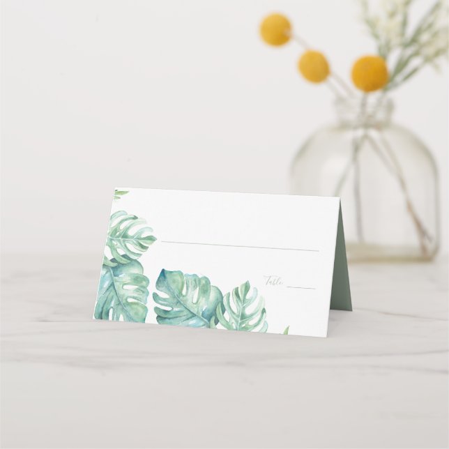 Carte De Placement Aquarelle tropicale Mariage de verdure (Devant)