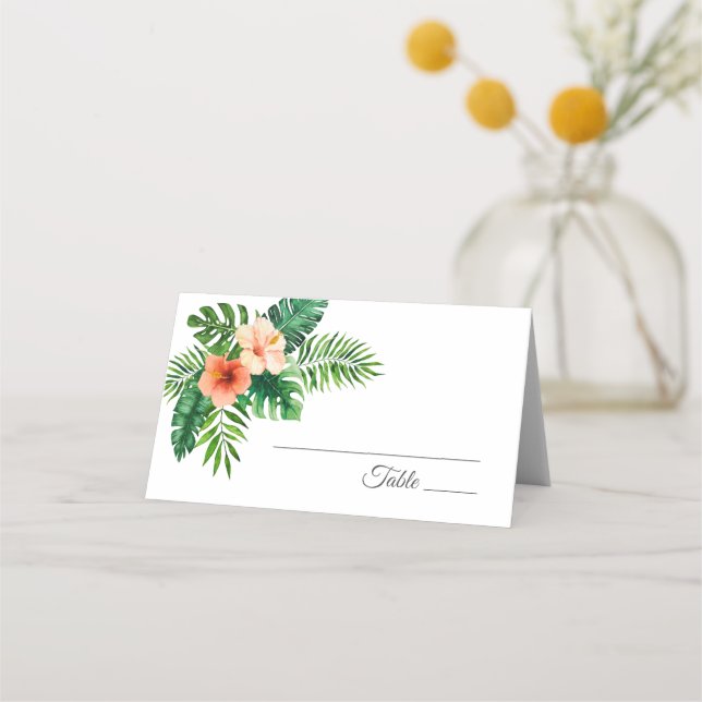 Carte De Placement Aquarelle tropicale Mariage vert (Devant)