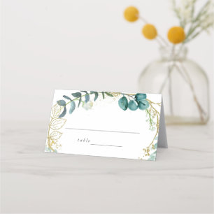Carte De Placement Aquarelle turquoise Mariage de verdure botanique