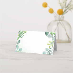 Carte De Placement Aquarelle Verdure Feuillage Blanc mariage