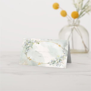 Carte De Placement Aquarelle Vert Floral Or Oval Mariage cadre