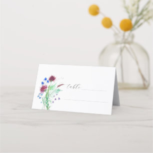 Carte De Placement Aquarelle violet chardon Floral Rustique Mariage
