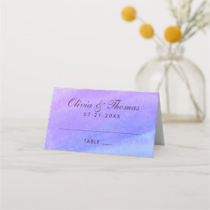 Carte De Placement Aquarelle violet moderne Mariage Monogramme