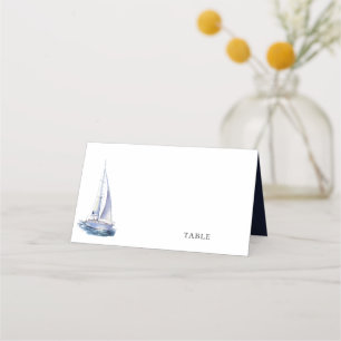 Carte De Placement Aquarelle Yacht Thème nautique Mariage bleu marine