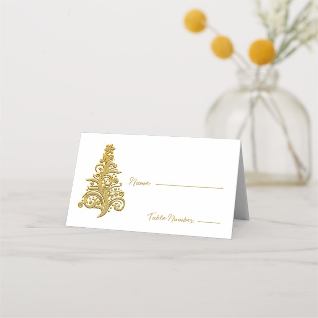 Carte De Placement Arbre de Noël Gold (Devant)