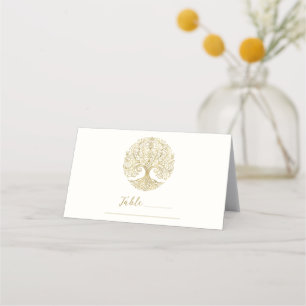 Carte De Placement Arbre de vie Cream & Gold Celtic Mariage Table