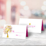 Carte De Placement Arbre de vie en or moderne bat mitzvah et en huile<br><div class="desc">Aucune fête Bat mitzvah n'est complète sans cartes de lieux personnalisées. Laissez votre Bat mitzvah préféré être fier, se réjouir et célébrer son jalon à sa fête parfaitement coordonnée. Cet arbre sophistiqué, chic, étonnant, graphique faux feuille d'or avec rose brillant, orange et rouge étoile de David et point "feuilles" et...</div>