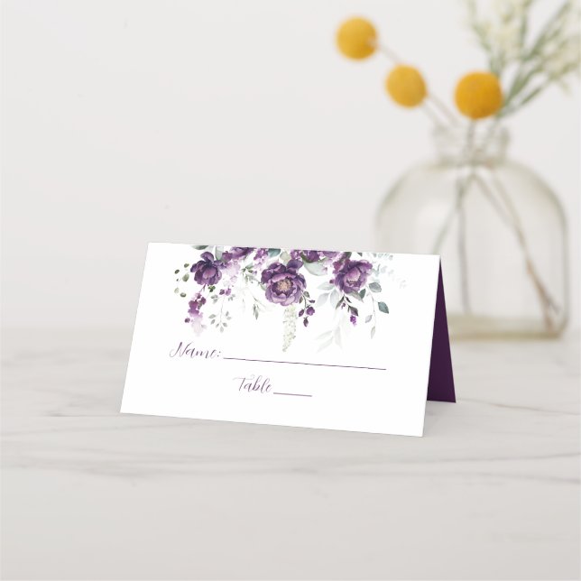 Carte De Placement Arbre foncé violet pivoines Floral (Devant)