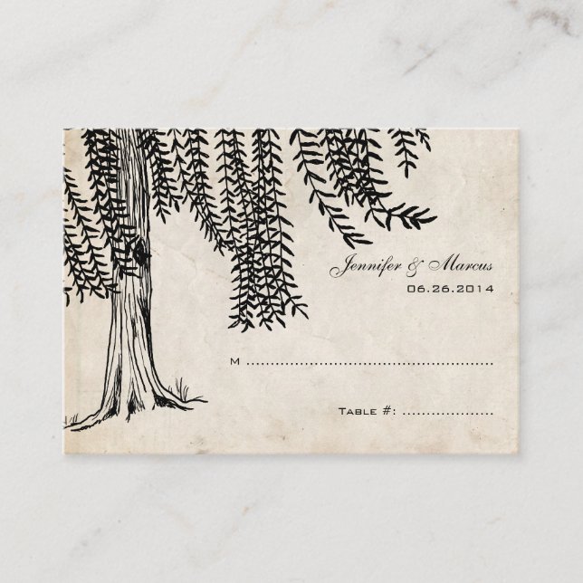 Carte De Placement Arbre vintage noir à pleurs (Devant)