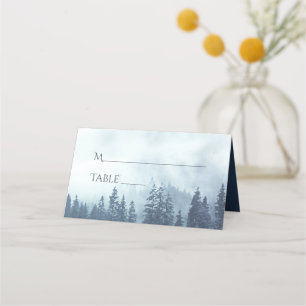 Carte De Placement Arbres à pin bleu foncé Mariage rustique