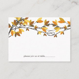 Carte De Placement Arbres d'amour bruns noueux tombent mariage d'auto