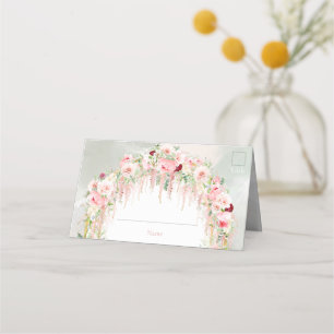 Carte De Placement Arc floral rose et vert rustique