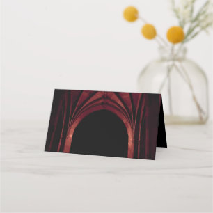 Carte De Placement Arc gothique Mariage élégant Noir Noir Noir Rouge