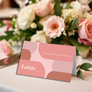 Carte De Placement Arches rétro Coral rose Mariage
