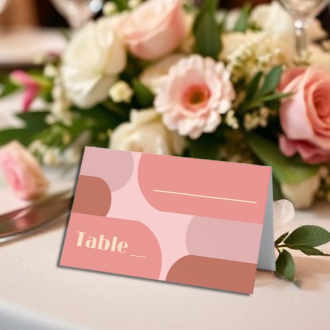 Carte De Placement Arches rétro Coral rose Mariage (Créateur téléchargé)