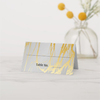 Carte De Placement Argent gris avec lignes d'or mariage
