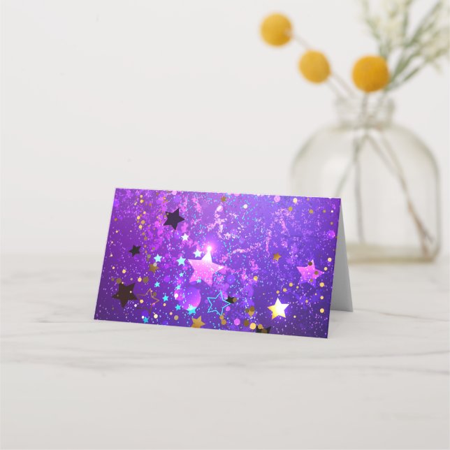 Carte De Placement Arrière - plan de feuille violet avec étoiles (Devant)