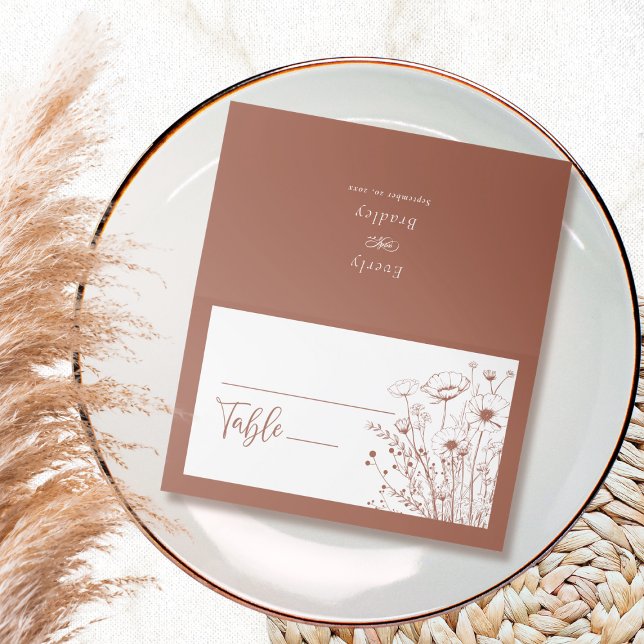 Carte De Placement Arrière - plan en terre cuite Fleur sauvage blanc  (Créateur téléchargé)